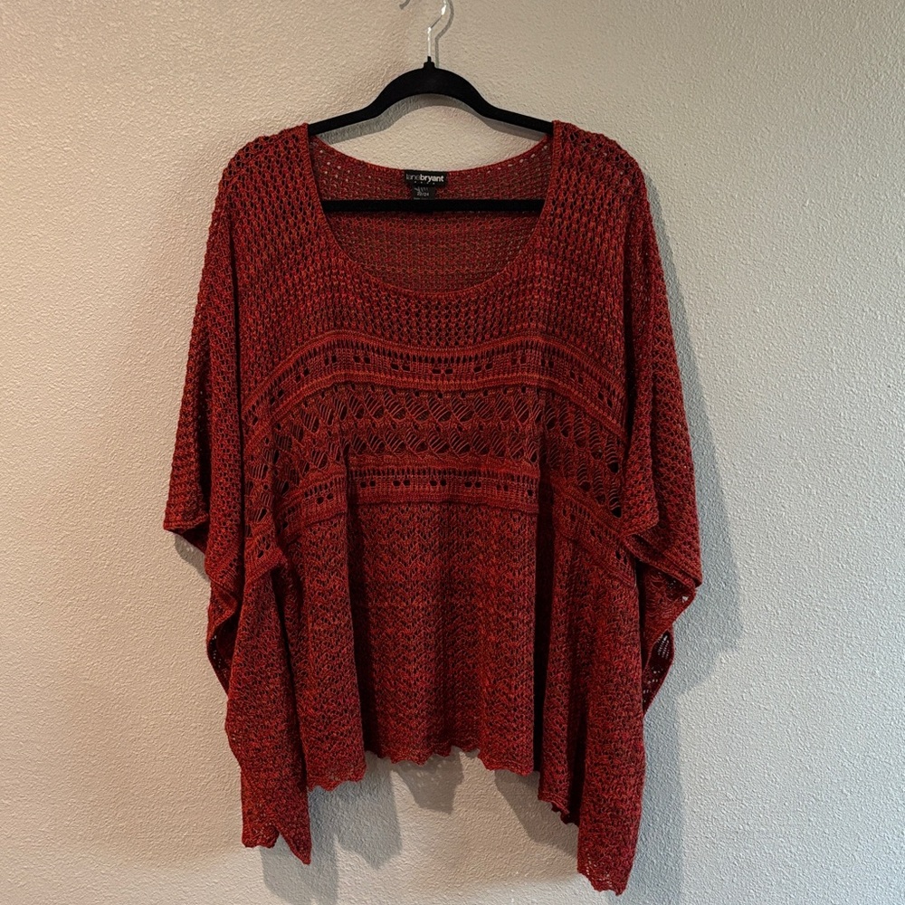 Lane Bryant Deep Red Knit poncho Sweater